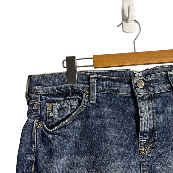 7 For All Mankind Women's Mini Raw Hem Denim Skirt - Picture 3 of 8
